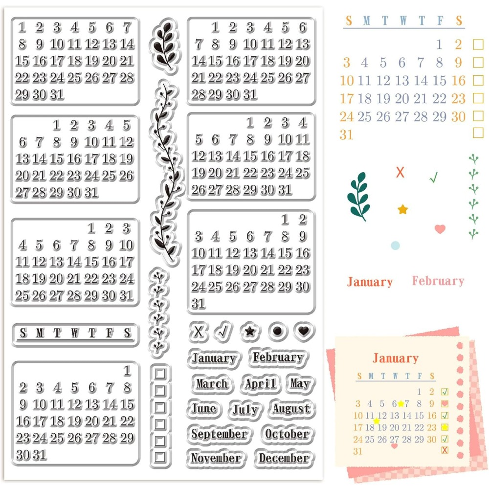 Rubber Date Stamp - ปฏิทิน แสตมป์ใส แผ่นยางใสแบบใช้ซ้ำได้ วางแผน สัปดาห์ เดือน