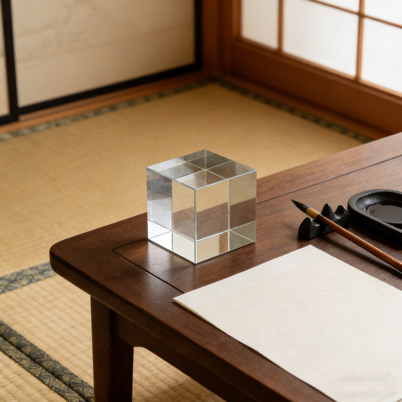 Paper Weight Crystal - ทับกระดาษคริสตัลทรงสี่เหลี่ยมจัตุรัสใสหนัก ทำจากแก้วขัดเงา สำหรับวางเอกสาร โต๊ะทำงาน งานฝีมือในบ้าน ทับผ้าเย็บผ้า